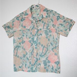Vintage Alfred Dunner Pastel Paisley Patterned Short Sleeve Shirt Size 14